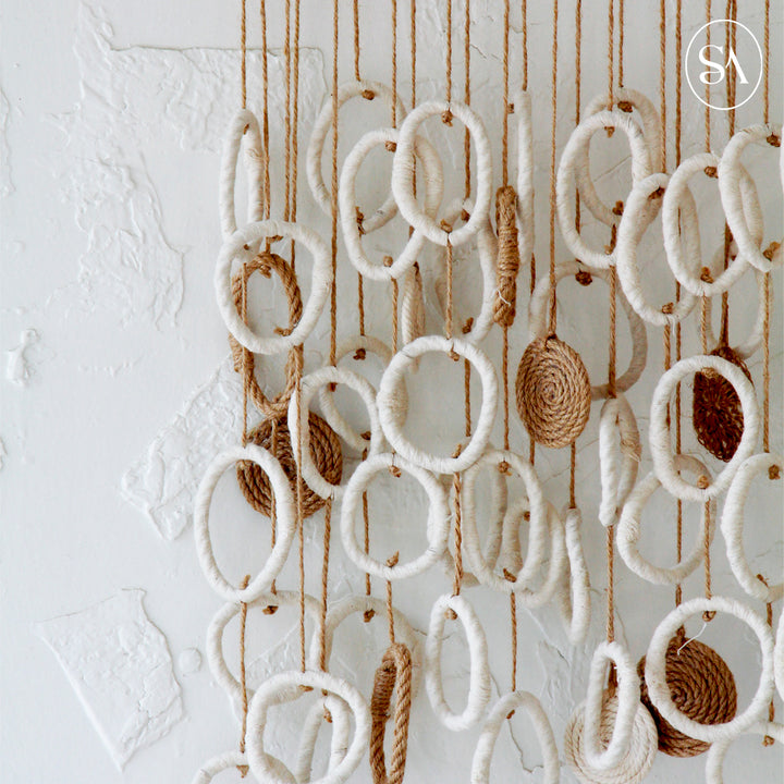 rings macrame wall hanging